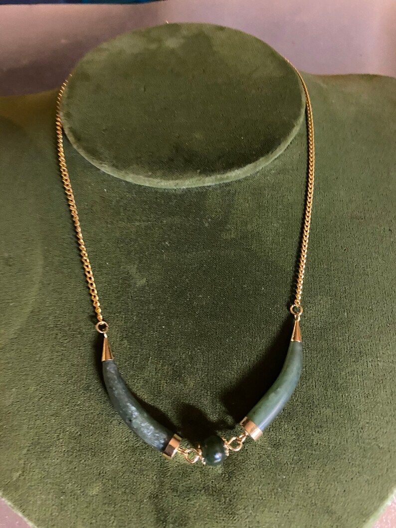 Jade Green and Gold Necklace