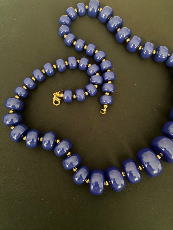 KJL Blue Lucite Necklace Graduating Beads - image 2