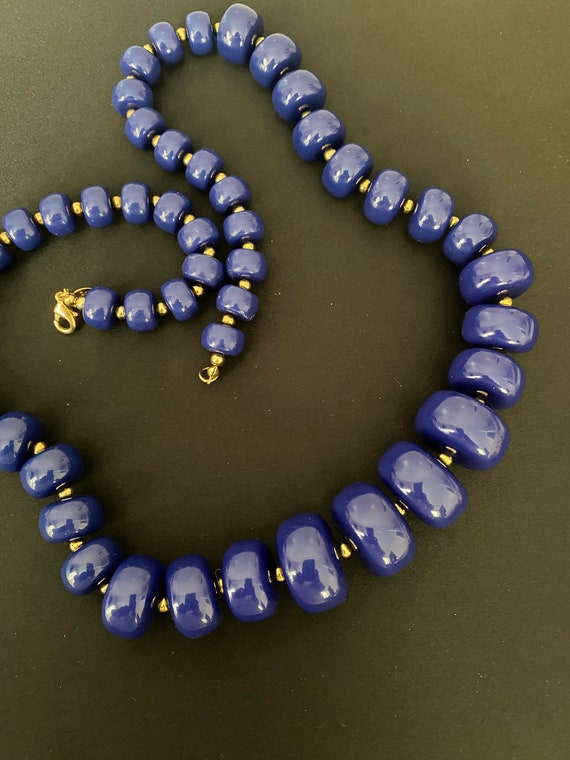 KJL Blue Lucite Necklace Graduating Beads - image 3