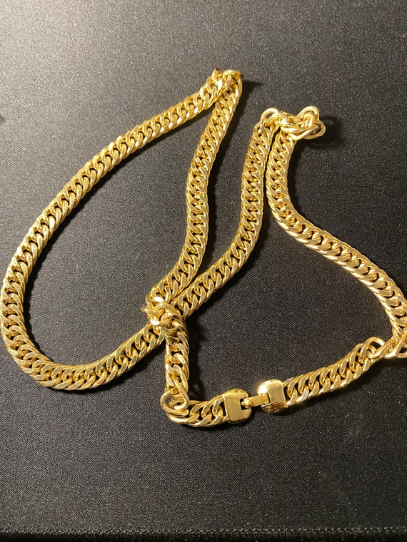 Long Gold Tone Curb Chain by Monet - image 3