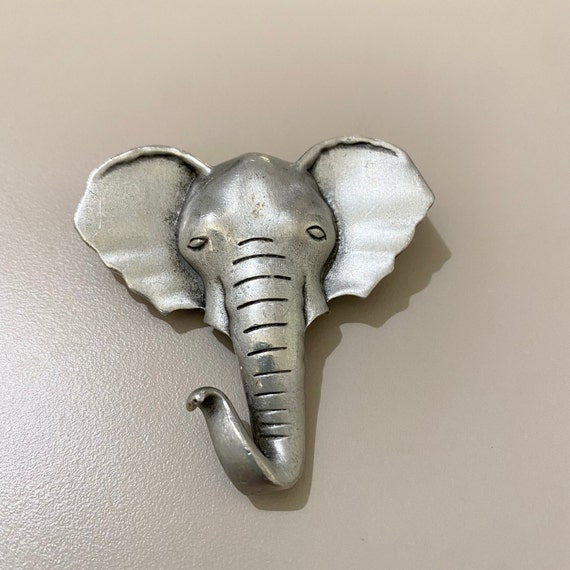 JJ Silver Tone Elephant Brooch - image 1