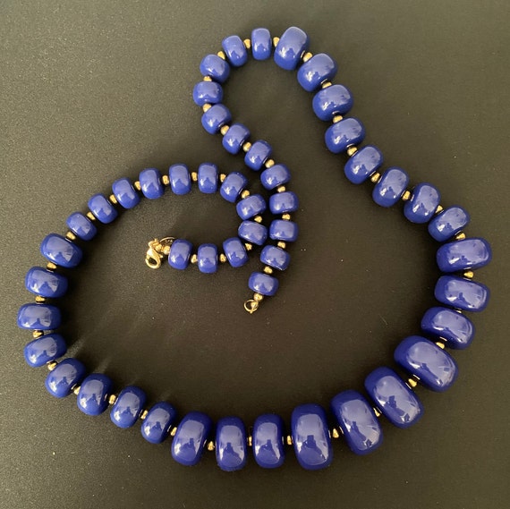 KJL Blue Lucite Necklace Graduating Beads - image 1