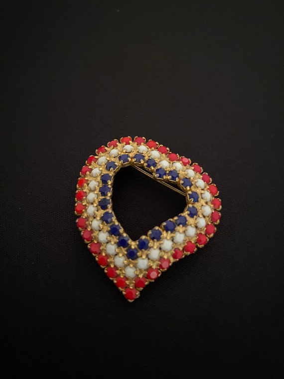 Red, White and Blue Open Heart Brooch - image 2