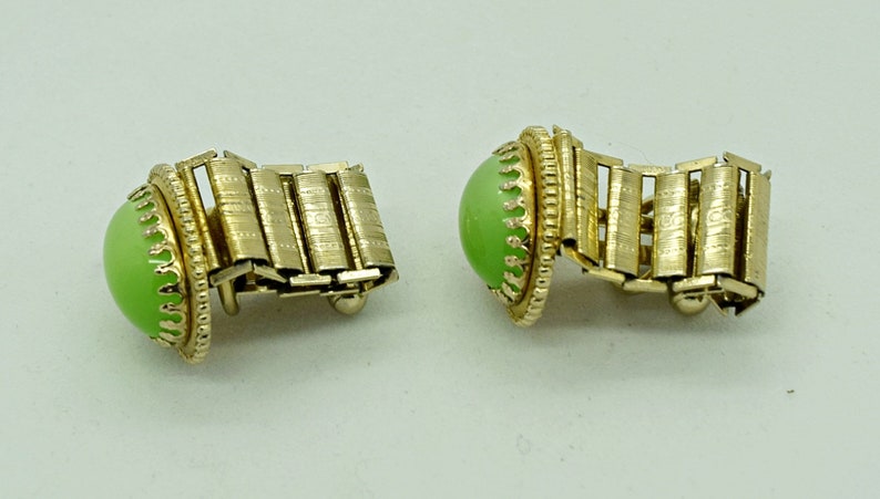 Green Moonstone and Gold Cuff Links Fashion Accessories
