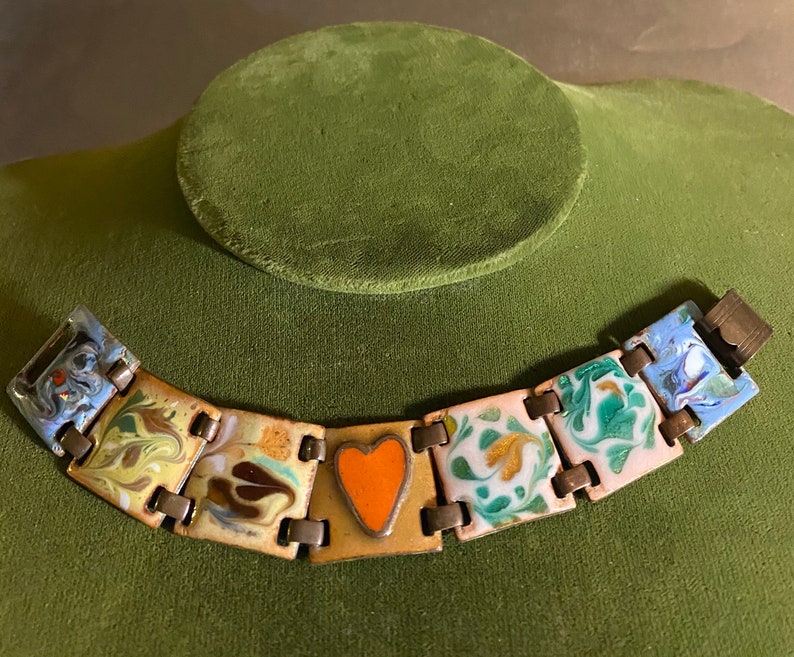 Glass Enamel Over Copper Bracelet