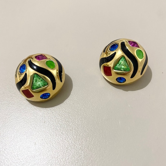 Swarovski Colorful Rhinestone Earrings - image 1