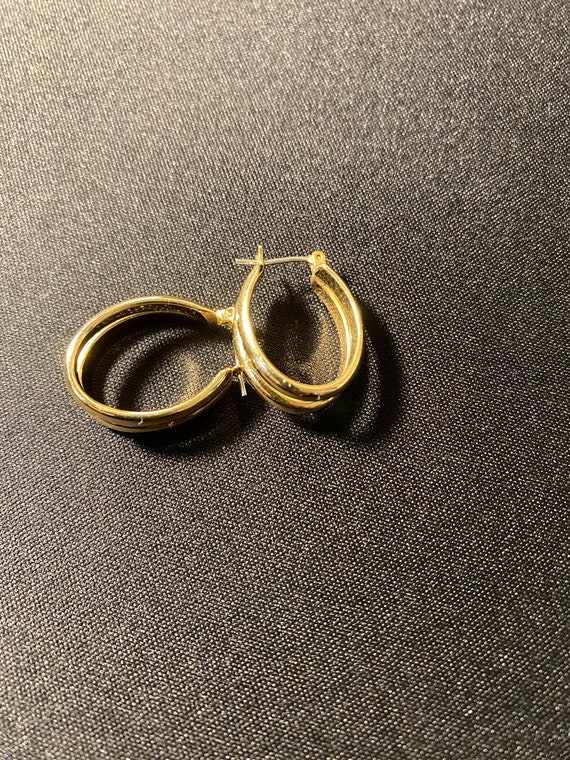 Small Gold Tone Hoop Earrings - image 3