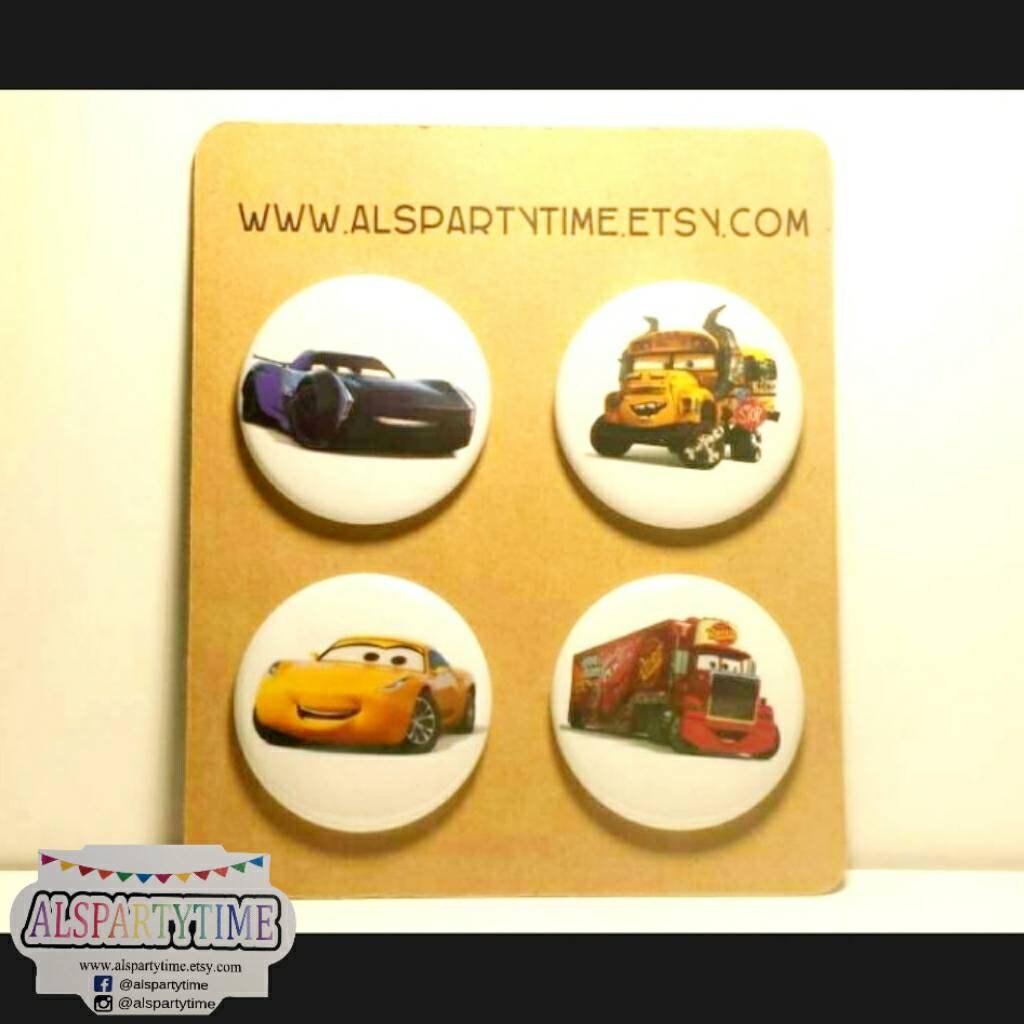 Cars inspired pins pin buttons Cars character pin back Etsy