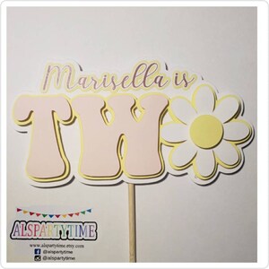 Groovy cake topper, two groovy , retro cake topper, daisy cake topper.