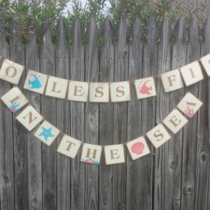Two less fish in the sea/ Bridal Shower Party/Wedding Banner/ Beach theme/ sand/sea/Coral,blue/ Two Less Fish Banner/ Beach wedding/ Bridal