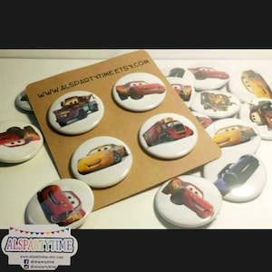 Cars inspired party favors - Cars characters pins - Cars birthday favors- birthday party favors - Pin back buttons