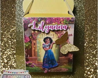 Encanto party favor box, personalized treat box.