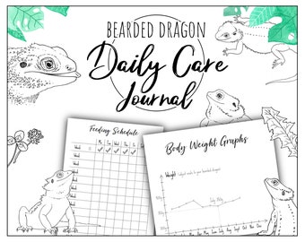 Bearded Dragon Daily Care Journal, Bearded Dragon Supplies, Bearded Dragon Gift, Bearded Dragon Print, Reptile Log Book