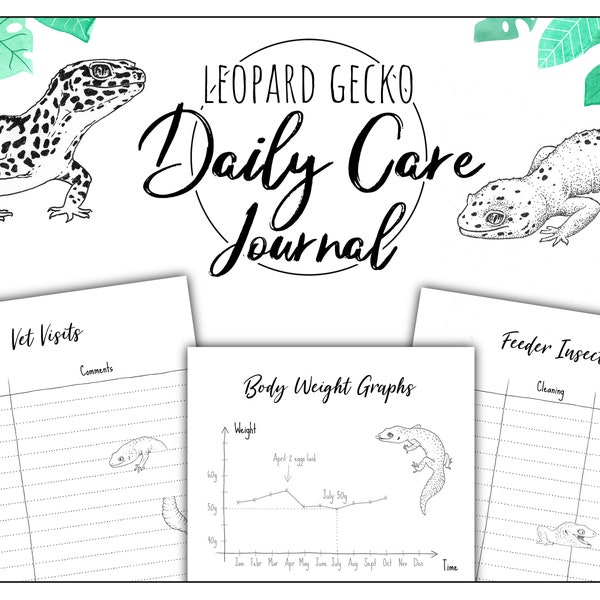 Leopard Gecko Daily Care Journal, Leopard Gecko Supplies, Leopard Gecko Gift, Gecko Lizard, Lizard Gifts, Lizard Print, Reptile Log Book