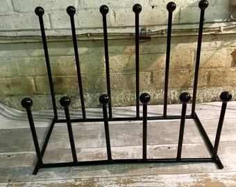 Handmade in the UK Wrought iron steel metal family adult child 6 pair wellington boot walking welly boot rack stand