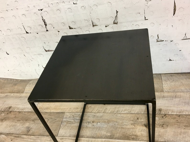Raw Steel Top Industrial Style Minimal Side Table Modern ...