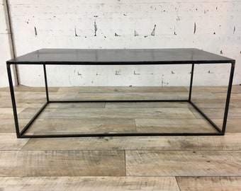 Handmade in the UK Raw Steel / Black Industrial Style Minimal Coffee Table Modern Thin Steel Metal Frame