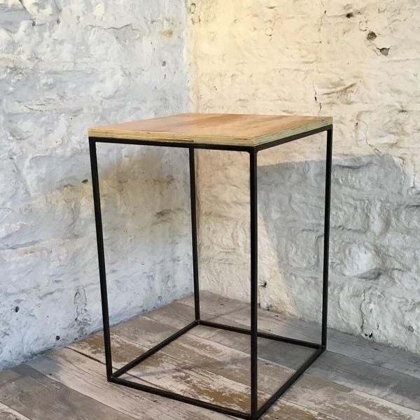 Handmade in the UK Industrial Style Minimal Side Table Modern Display Thin Narrow Framed