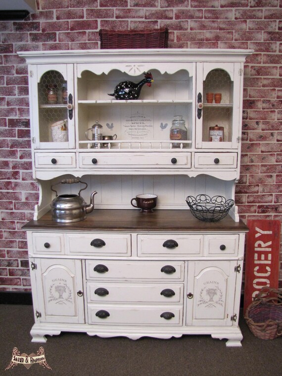 Sold China Cabinet China Hutch Farmhouse China Hutch Cabinet White Hutch French Country China Cabinet White Farmhouse Hutch