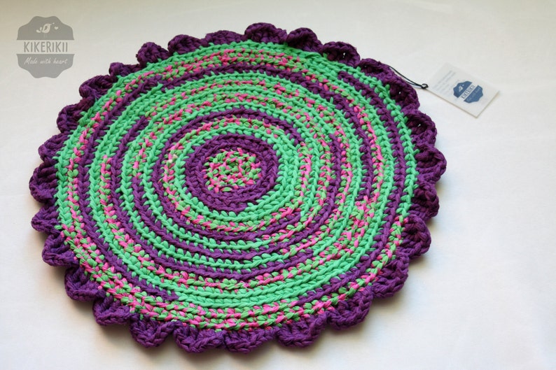 SALE Crochet Rag Rug Chair Seat Cushion Reuse Chair Pad Table Etsy