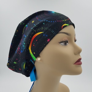 Women's surgical scrub hats, or scrub caps-Rainbow Crescent Moon