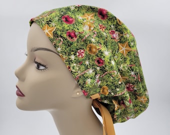 Women's surgical scrub hats, or scrub caps - Green Christmas Tree