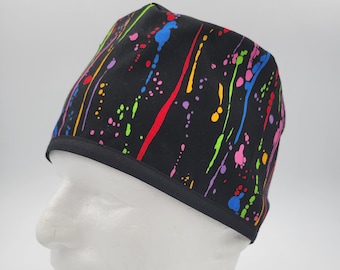 Men's surgical scrub hats, or scrub caps -Drip Paint-  Cotton 100%