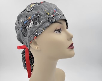 Surgical Cap ponytail style-Smooth Biker-cotton 100%