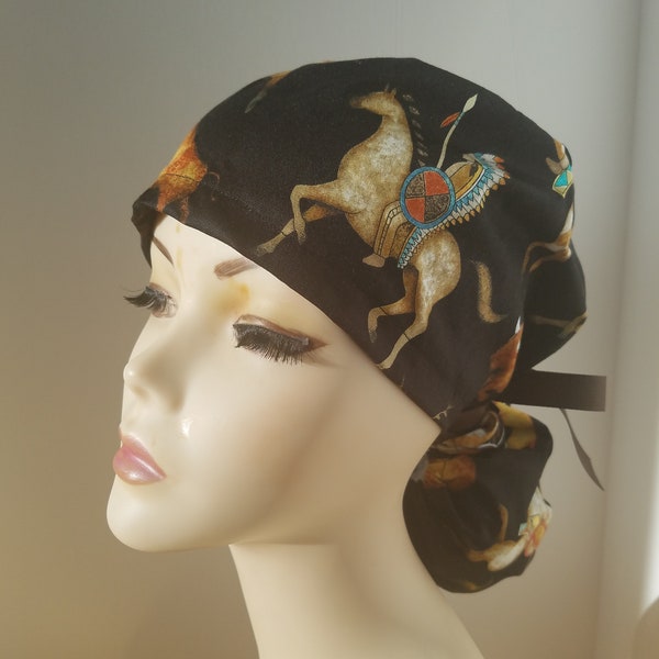 Surgical Cap ponytail style-South West Soul Bison-cotton 100%