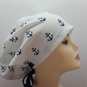 Women's surgical scrub hats, or scrub caps- Anchor White