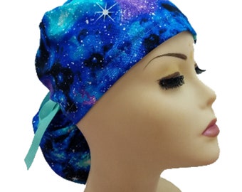 Surgical Cap ponytail style-In another Galaxy-cotton 100%