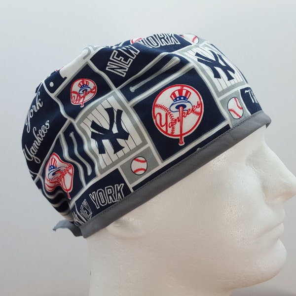 Men's surgical scrub hats, or scrub caps -NY Yankees Blue-  Cotton 100%