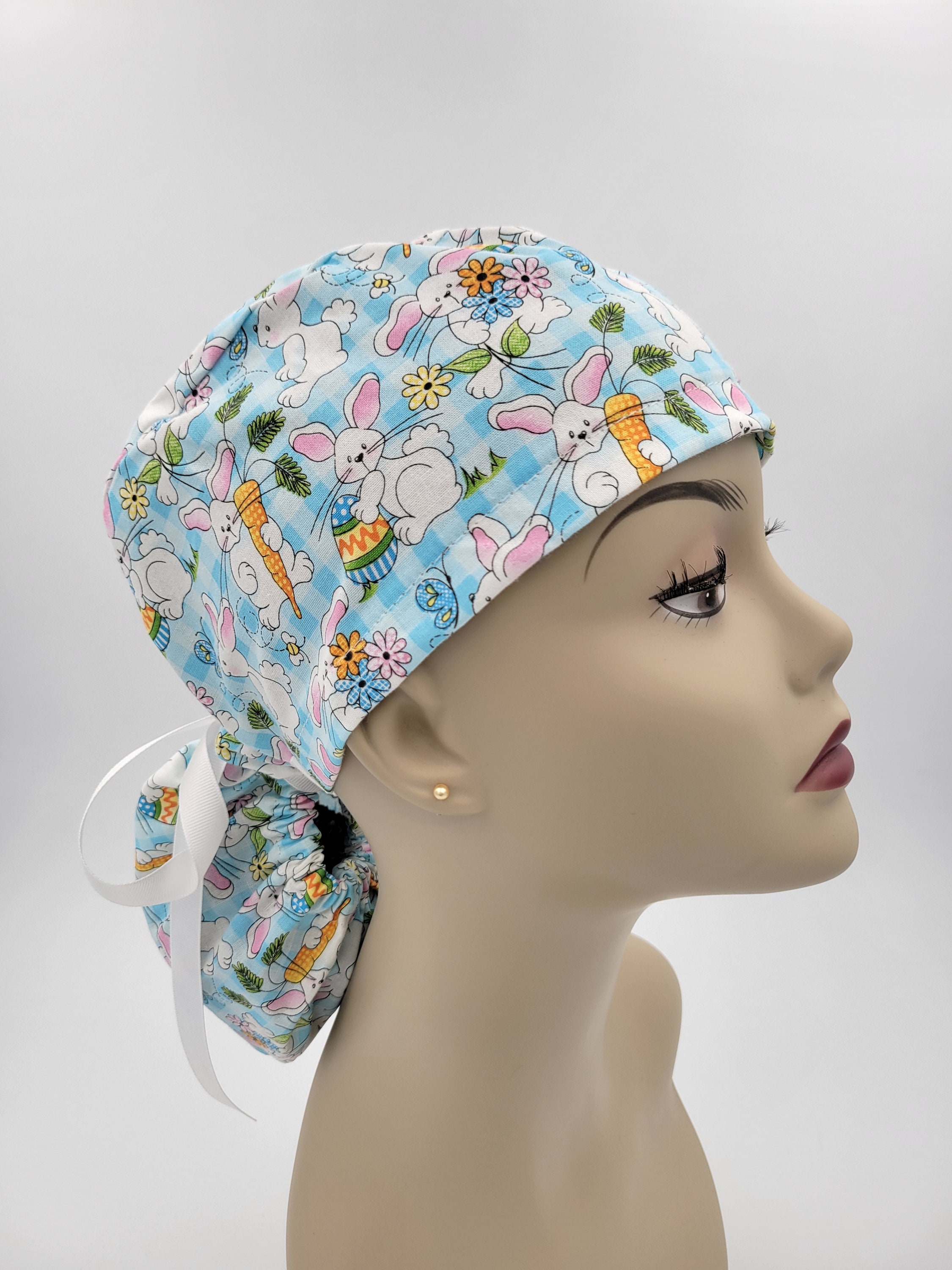 Surgical Cap Ponytail Style-white Rabbit cotton 100% - Etsy