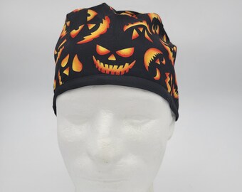 Men's surgical scrub hats, or scrub caps -Spooky Faces-  Cotton 100%