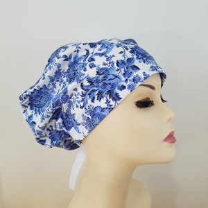 Women's surgical scrub hats, or scrub caps-Blue Blossom Spring