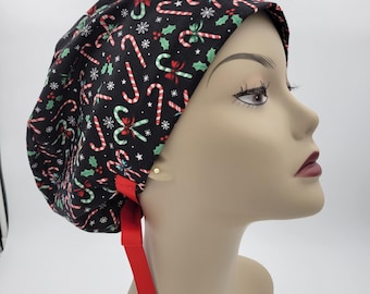Women's surgical scrub hats, or scrub caps - Christmas  Candy Cane