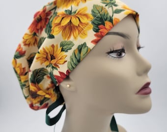 Women's surgical scrub hats, or scrub caps -SunFlower