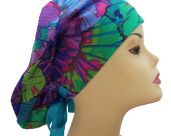 Women's surgical scrub hats, or scrub caps - Lotus Flower