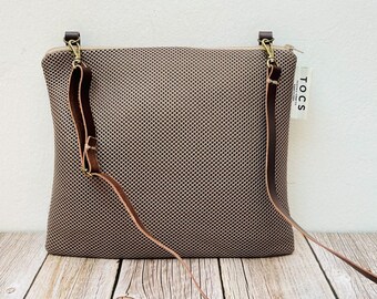 Technical fabric shoulder bag, exclusive design brown shoulder bag, bag for a unique and functional style in your day to day