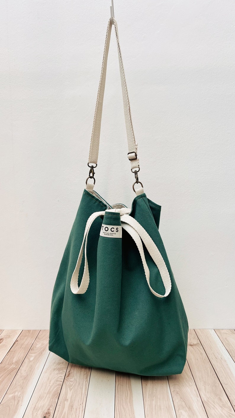 Green work tote bag for women, green shoulder canvas tote bag for everyday, green everyday shopper bag, urban shoulder maxi bag green color image 8