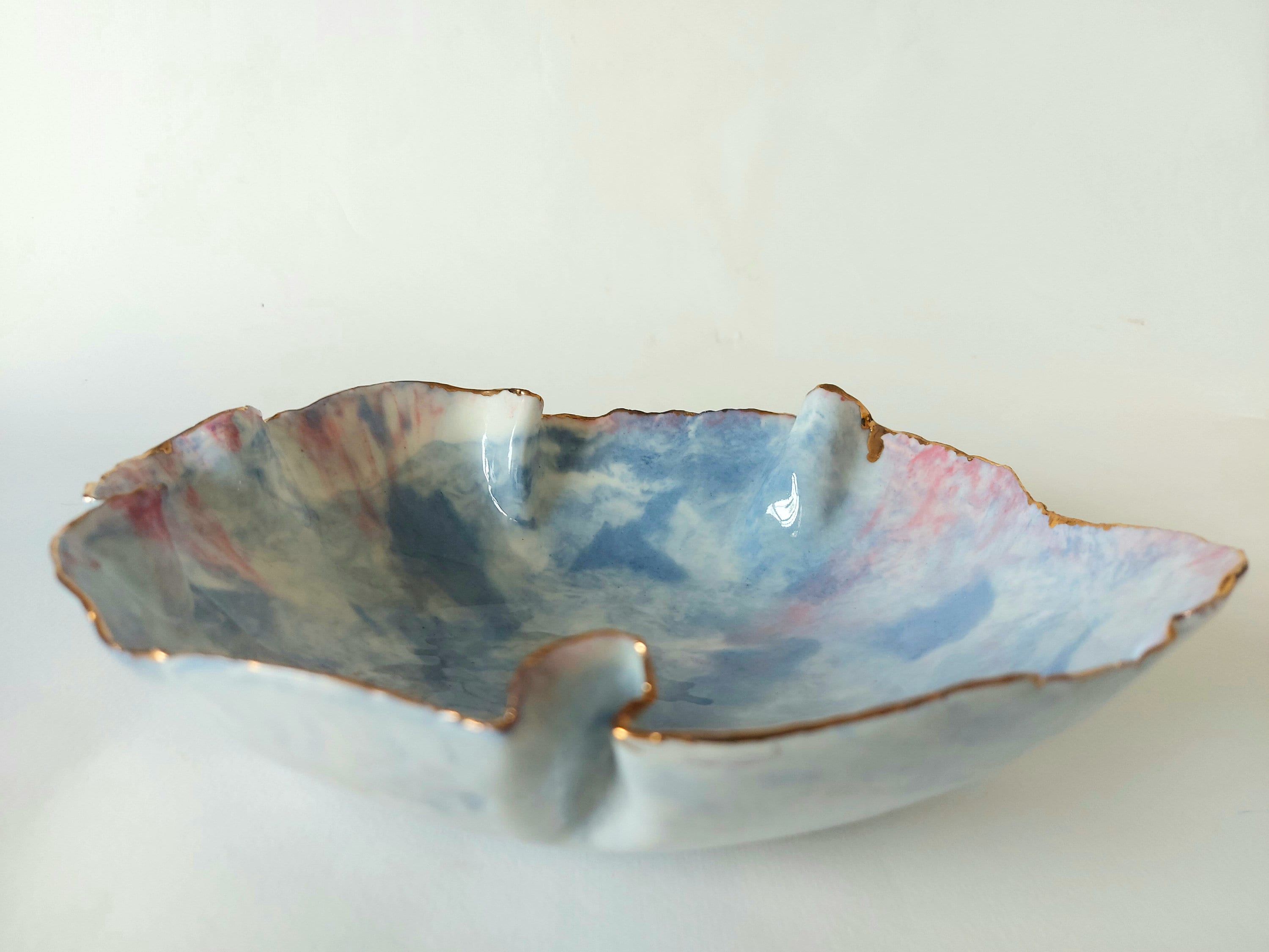 Blue and Pink Modern Centerpiece, Ceramic Porcelain Plate