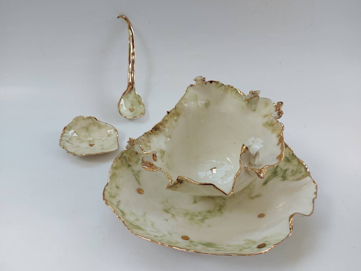 Forest Green Ceramic Set Dinnerware Set 4 Pieces of Etsy