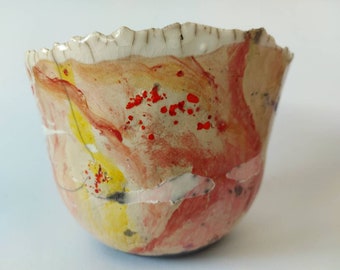 Raku pottery, raku bowl, Unique gift for ceramic collector, organic shape, gift for art lover, ceramic vase, kitchen design, art in clay