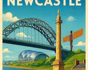 Newcastle Icons – Vintage-Style Travel Poster
