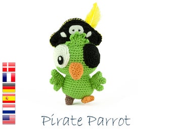 Crochet pattern Pirate Parrot - Amigurumi - Captain - stuffed animal