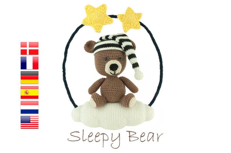 Crochet pattern Sleepy Bear image 1