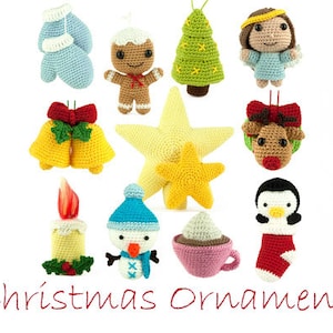Crochet pattern Christmas Ornaments - 11 patterns - Amigurumi