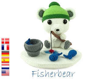 Schema all'uncinetto Pescatore di ghiaccio Amigurumi - orso polare - peluche