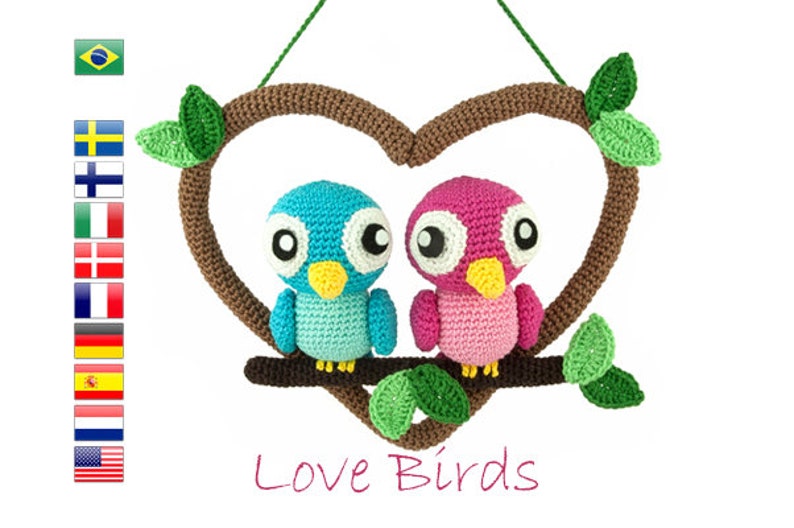 Crochet pattern Love birds Amigurumi image 1