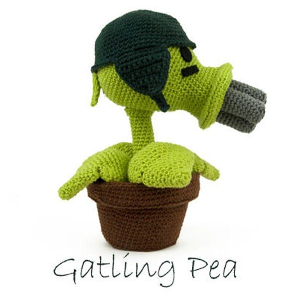 Haakpatroon Gatling Pea (Plant vs Zombies)